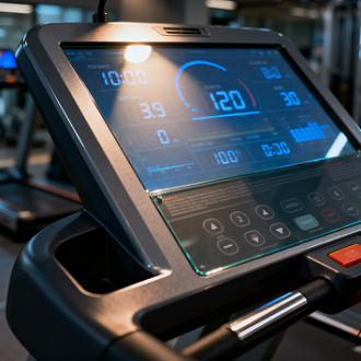 Fitness Machine Console Display with Anti-Glare Glass Protection